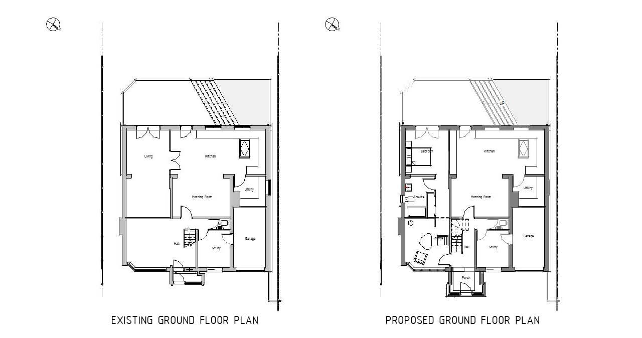8 Meadway Heswall - Existing and Proposed Ground Floor Plan